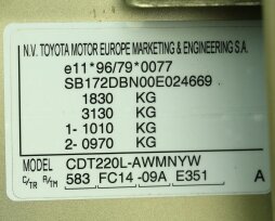 Вин-номер на «Тойоте Авенсис» — где находится, расшифровка