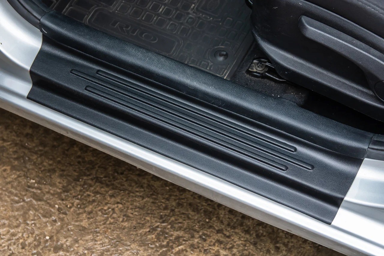 4 шт., защитная Накладка на порог автомобиля, из углеродного волокна | AliExpress