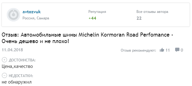 Оценки шины Kormoran Road Performance летняя