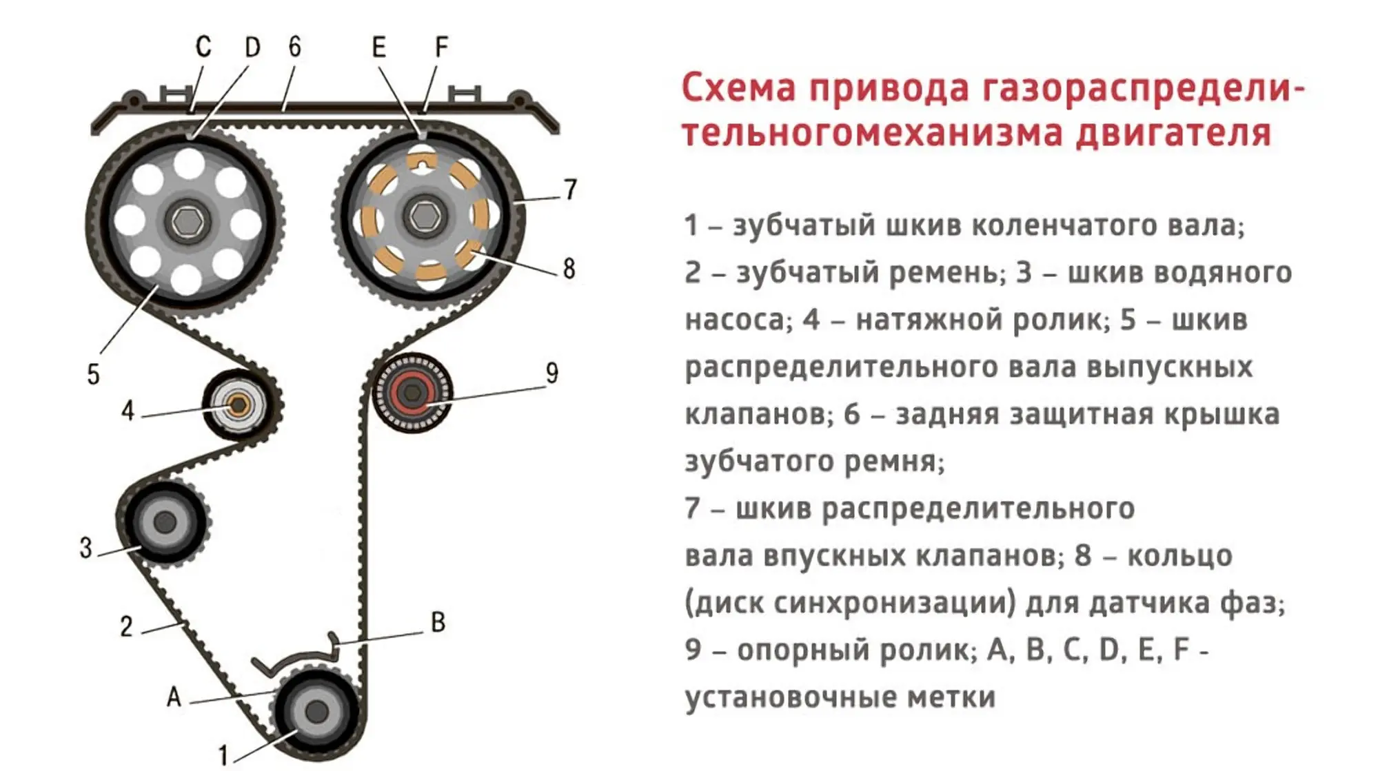 Схема газораспределительного механизма 16-клапанного двигателя «Лады Гранты»